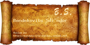 Bendekovits Sándor névjegykártya